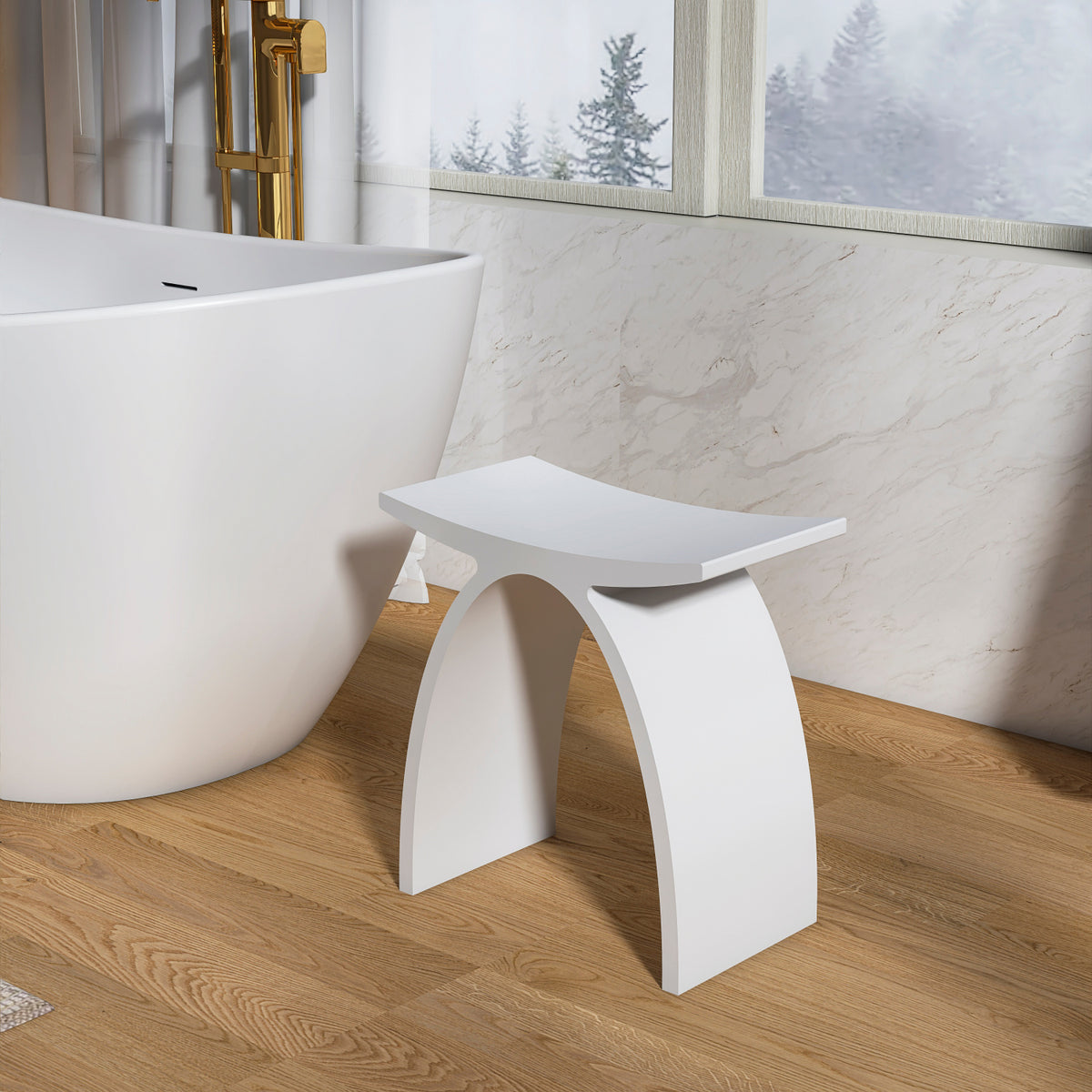 White Arched Bathroom Stool | OROA