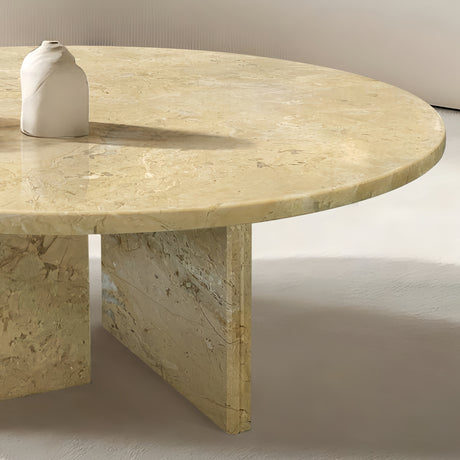Gold Yellow Beige Marble Coffee Table | OROA