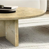 Gold Yellow Beige Marble Coffee Table | OROA