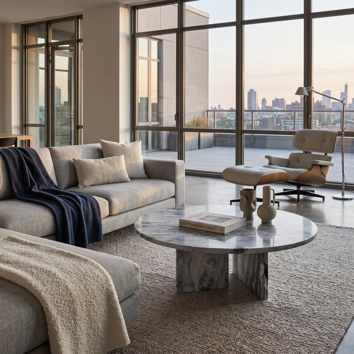 Blue Gray Natural Marble Coffee Table | OROA