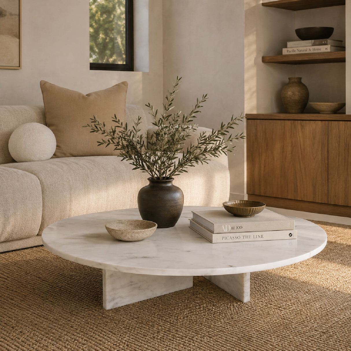 White Round Marble Coffee Table | OROA