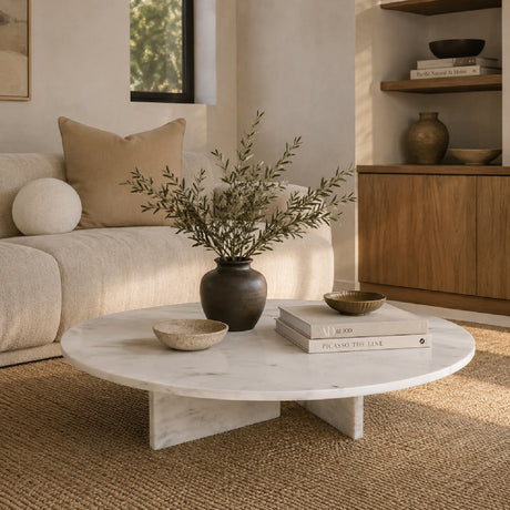 White Round Marble Coffee Table | OROA