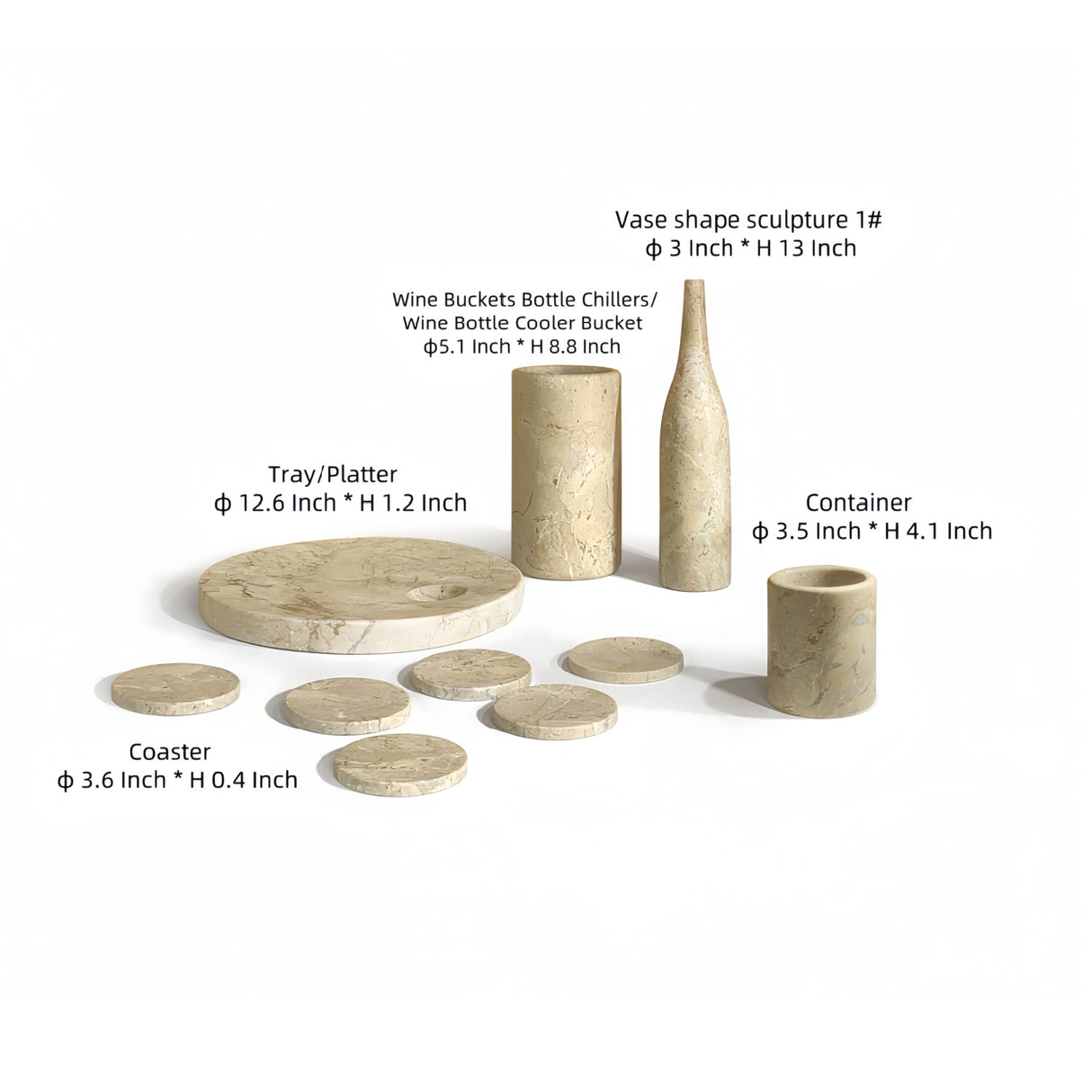 Luxury Natural Marble Dining Room Accessories Set (10) | OROA