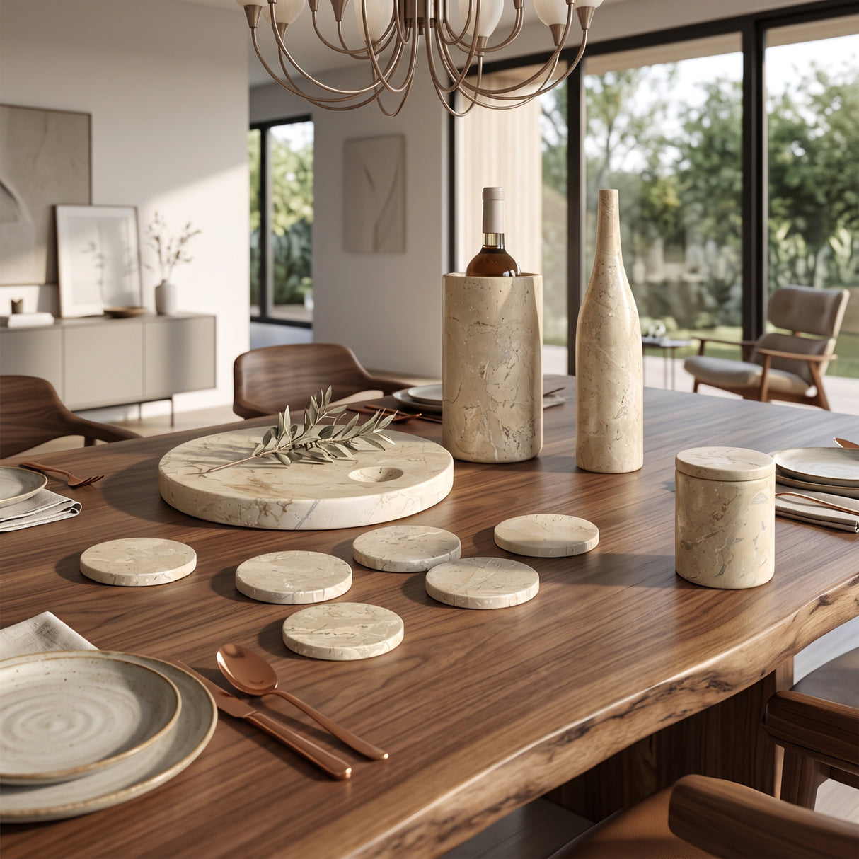 Luxury Natural Marble Dining Room Accessories Set (10) | OROA