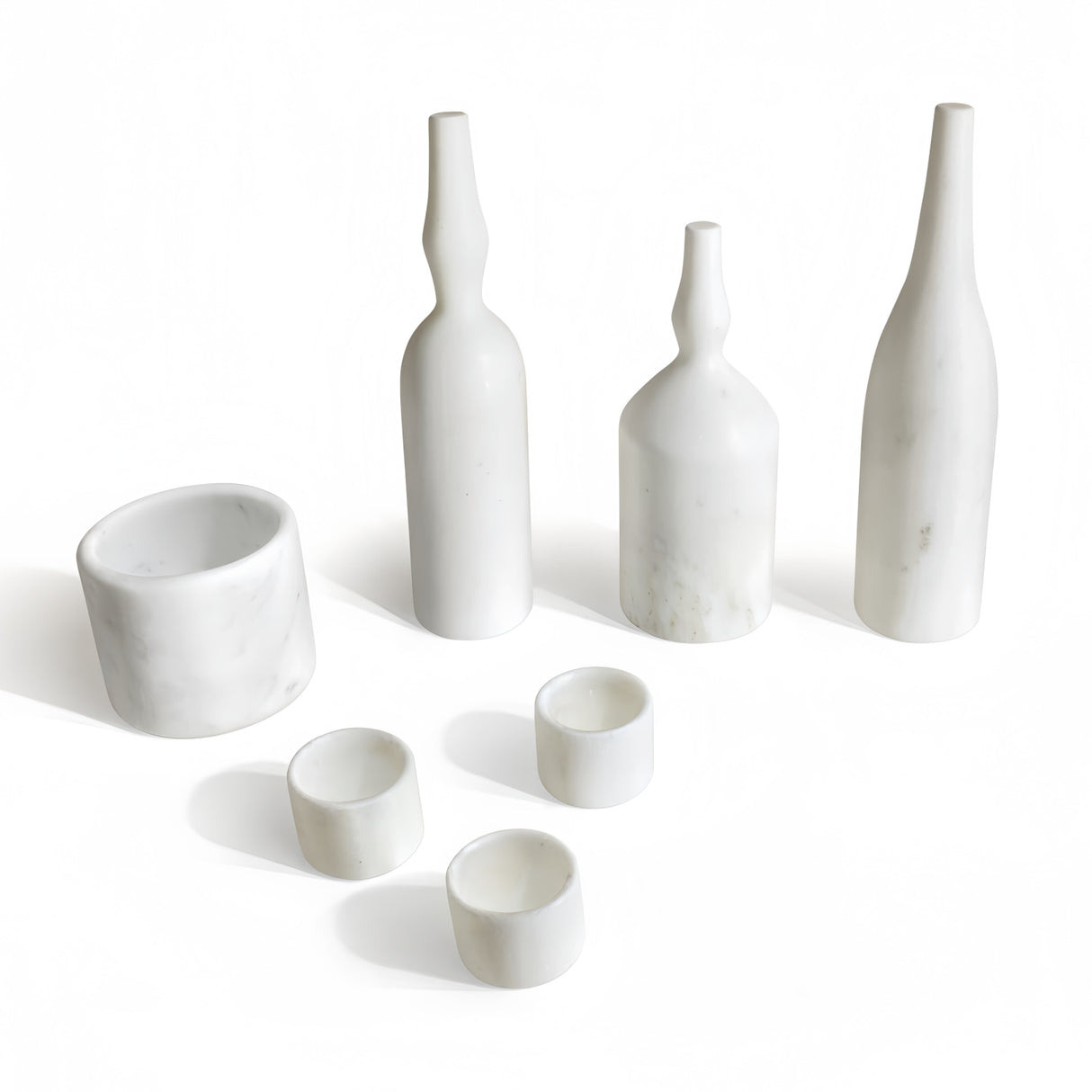 White Natural Marble Living Room Accessories Set (7) | OROA