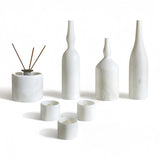 White Natural Marble Living Room Accessories Set (7) | OROA