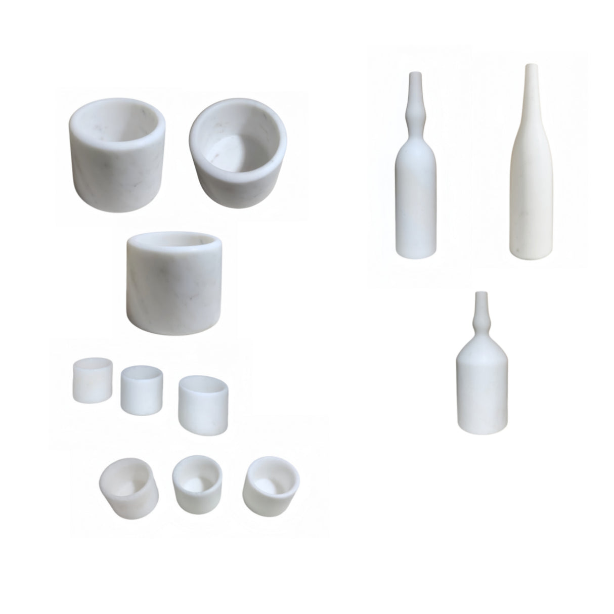 White Natural Marble Living Room Accessories Set (7) | OROA