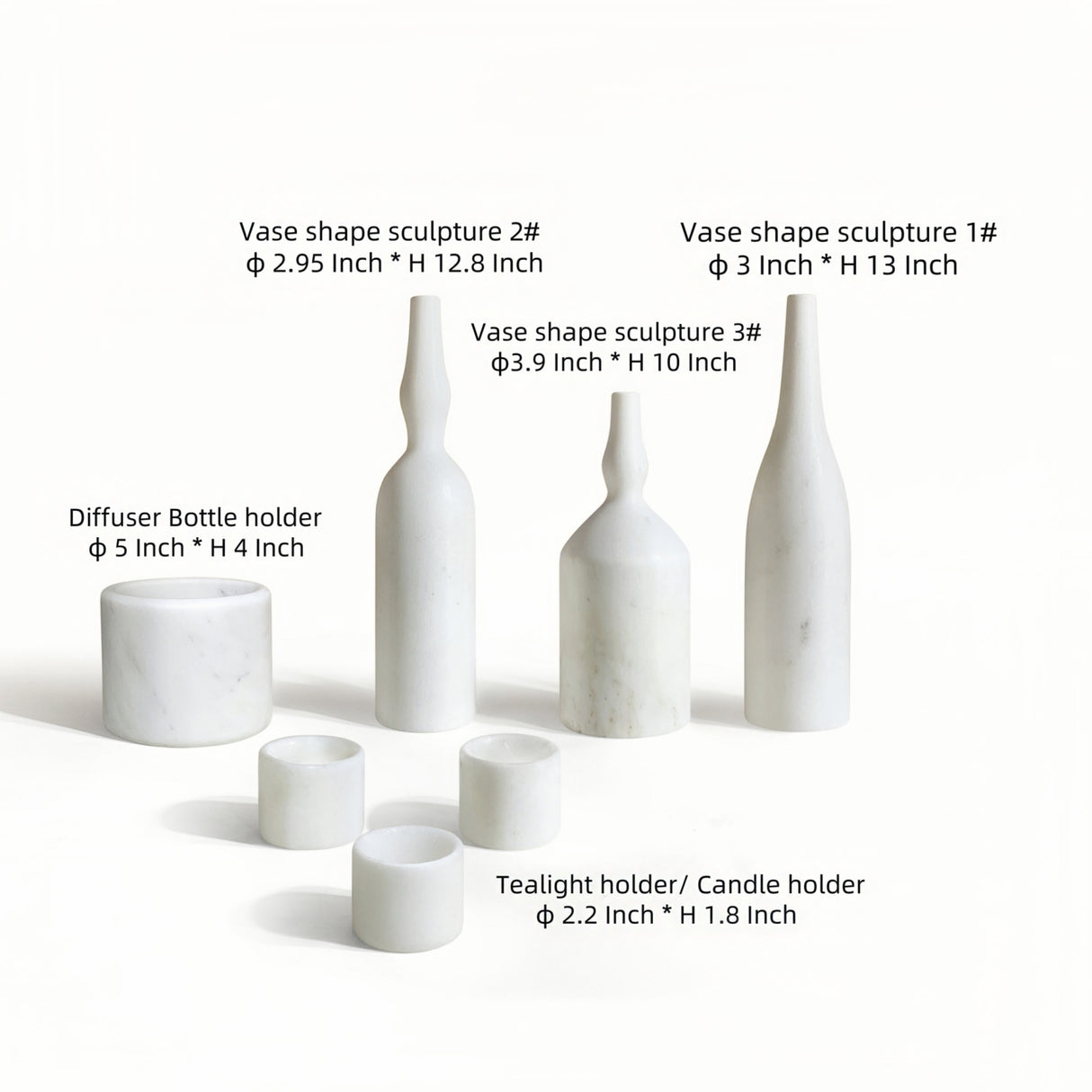 White Natural Marble Living Room Accessories Set (7) | OROA