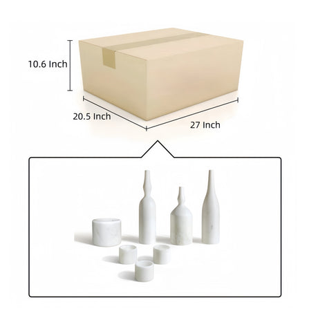 White Natural Marble Living Room Accessories Set (7) | OROA