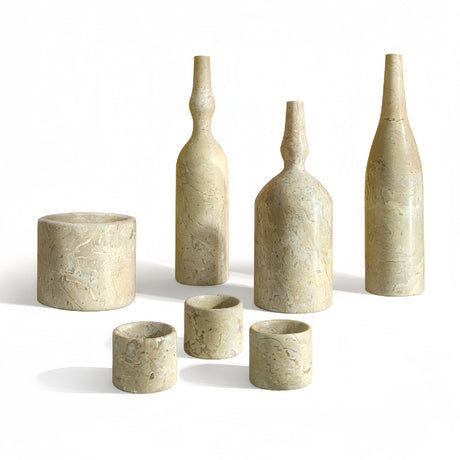 Modern European furniture - Gold Beige Marble Decorative Accessories S/7 - www.oroa.com