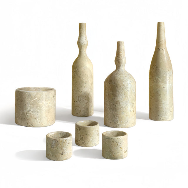 Modern European furniture - Gold Beige Marble Decorative Accessories S/7 - www.oroa.com