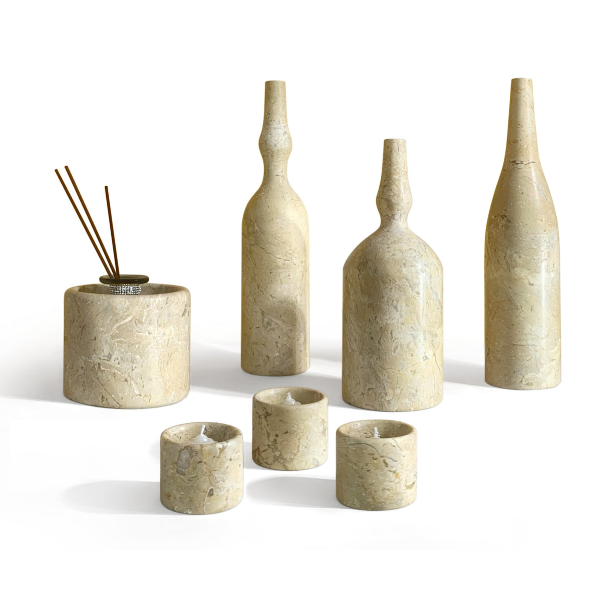 Modern European furniture - Gold Beige Marble Decorative Accessories S/7 - www.oroa.com