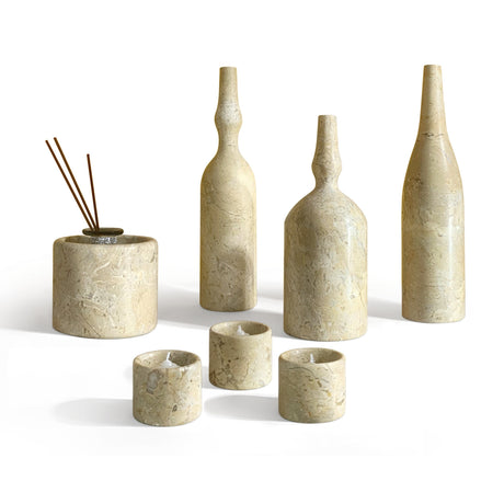 Modern European furniture - Gold Beige Marble Decorative Accessories S/7 - www.oroa.com