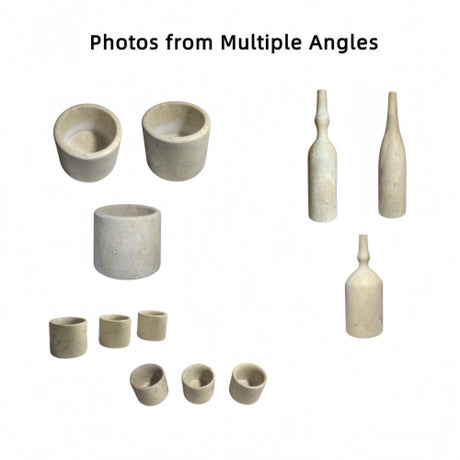 Modern European furniture - Gold Beige Marble Decorative Accessories S/7 - www.oroa.com