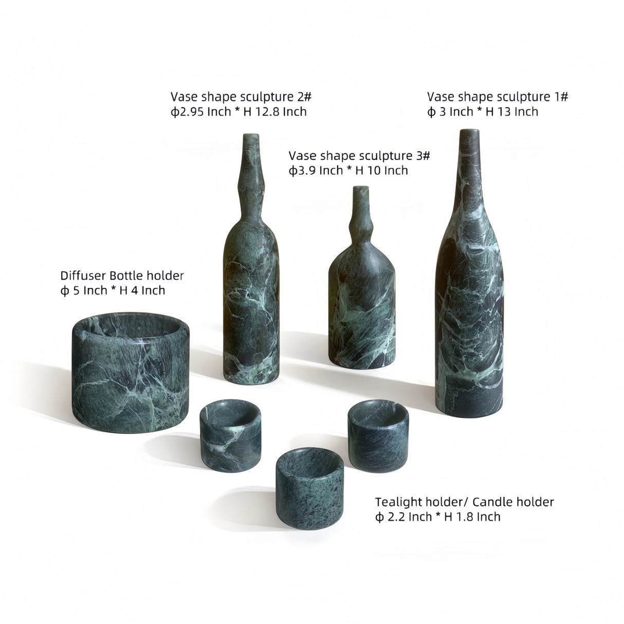 Green Natural Marble Decorative Objects (7) | OROA