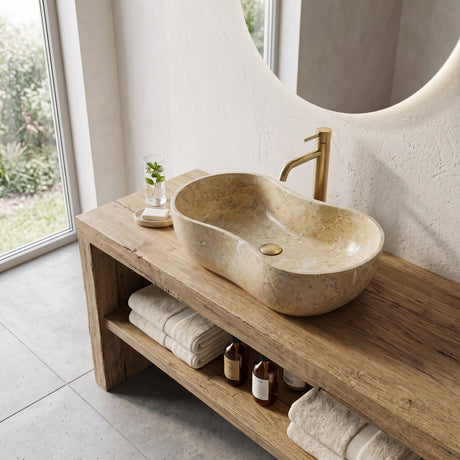 Natural Marble Bathroom Vessel Sink | OROA