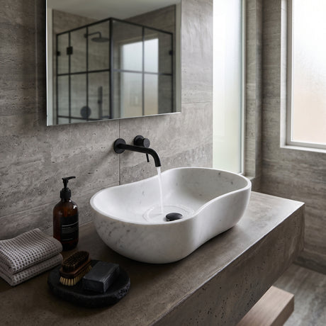 White Marble Bathroom Vessel Sink | OROA