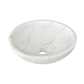 White Natural Marble Bathroom Vessel Sink - OROA - view 1