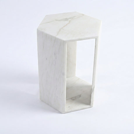 Modern Natural White Marble Side Table | OROA