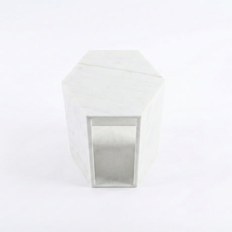 Modern Natural White Marble Side Table | OROA