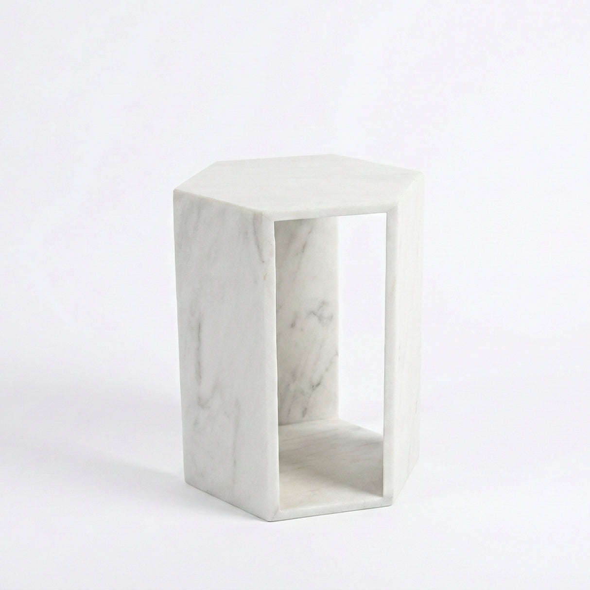Modern Natural White Marble Side Table | OROA