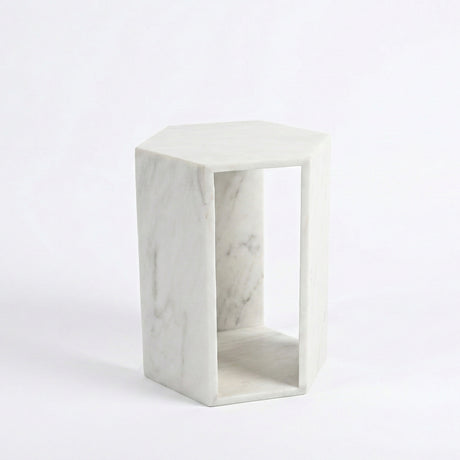 Modern Natural White Marble Side Table | OROA