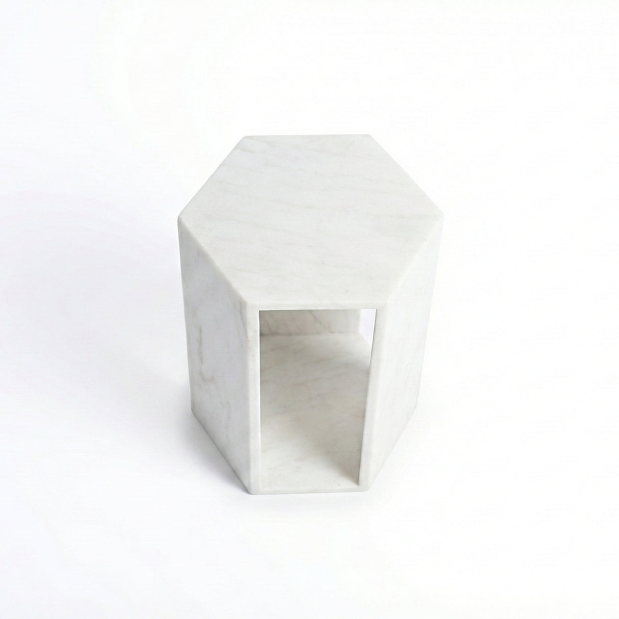 Modern Natural White Marble Side Table | OROA