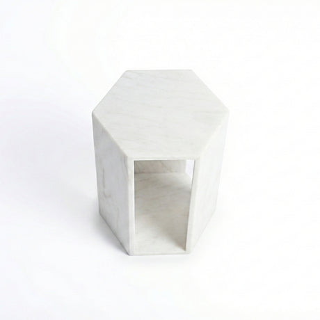 Modern Natural White Marble Side Table | OROA