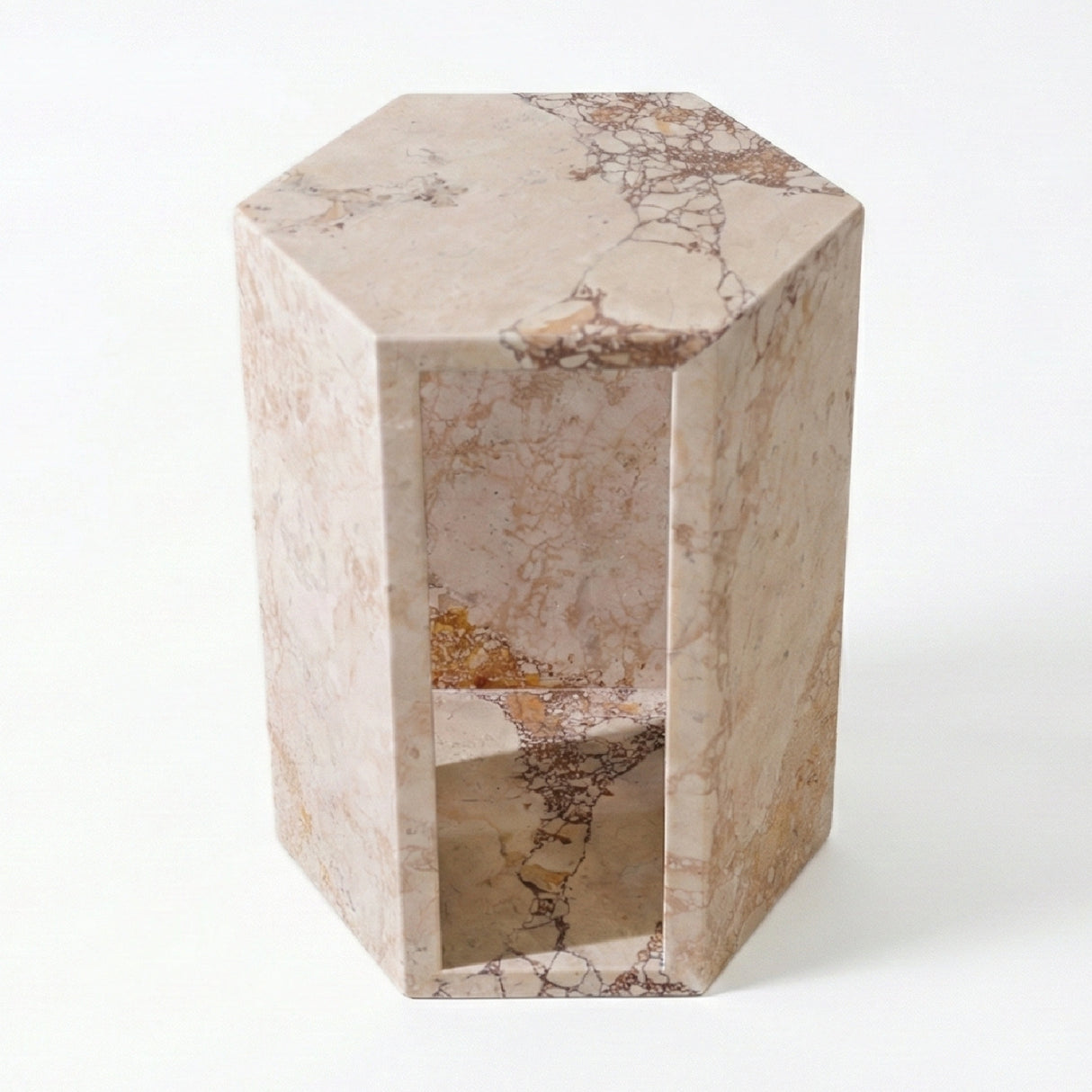 Pink Hexagonal Marble Side Table | OROA