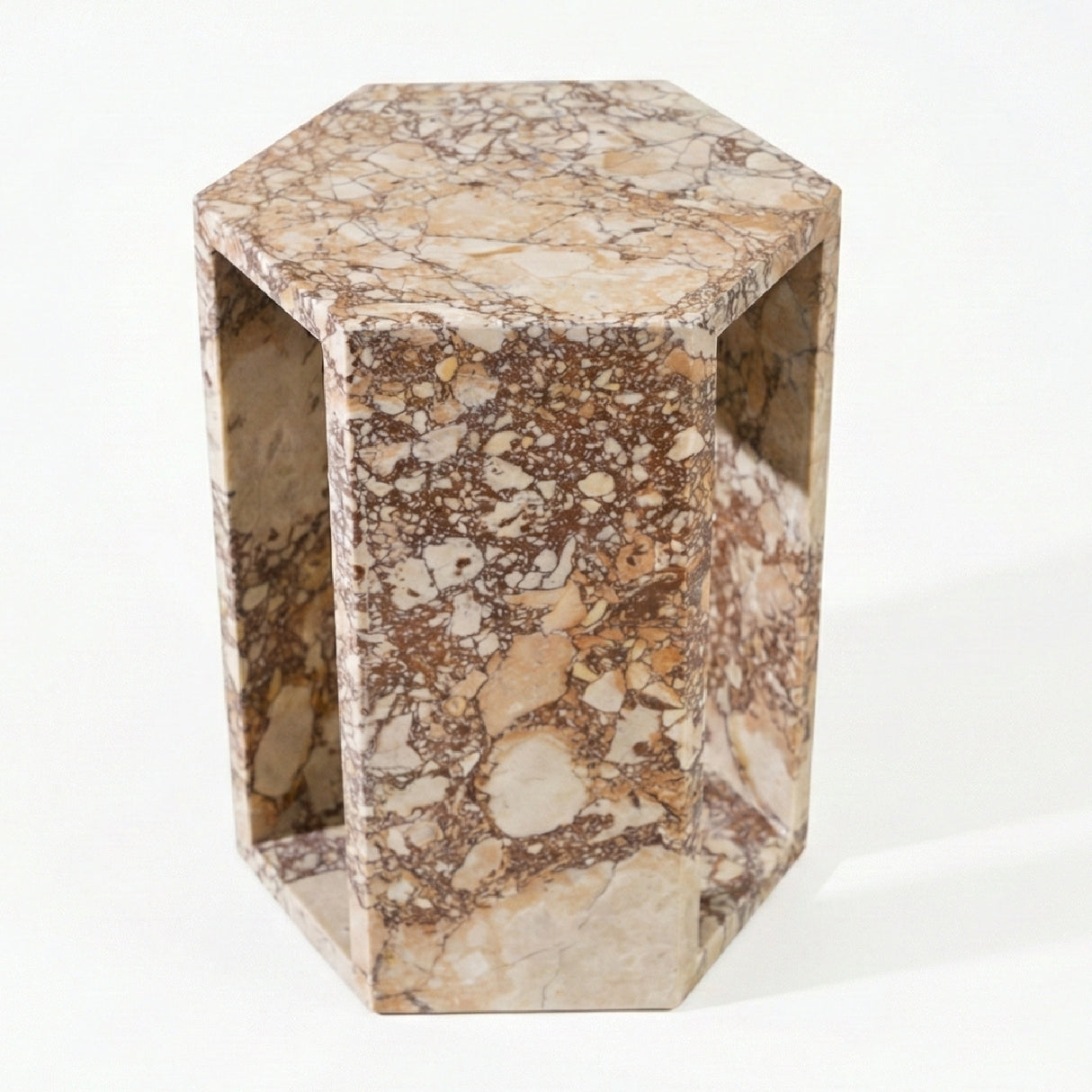 Pink Hexagonal Marble Side Table | OROA