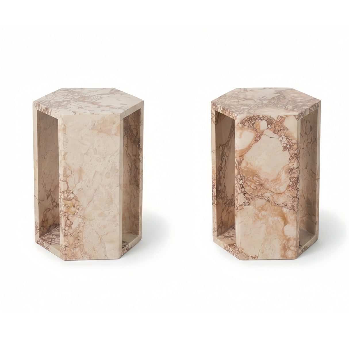 Pink Hexagonal Marble Side Table | OROA