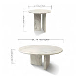 White Semi-Polished Marble Round Nesting Table Set (2) | OROA