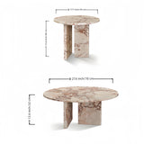 Round Pink Marble Nesting Coffee Tables (2) | OROA