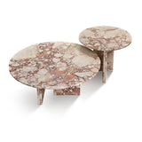 Round Pink Marble Nesting Coffee Tables (2) | OROA