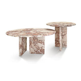 Round Pink Marble Nesting Coffee Tables (2) | OROA