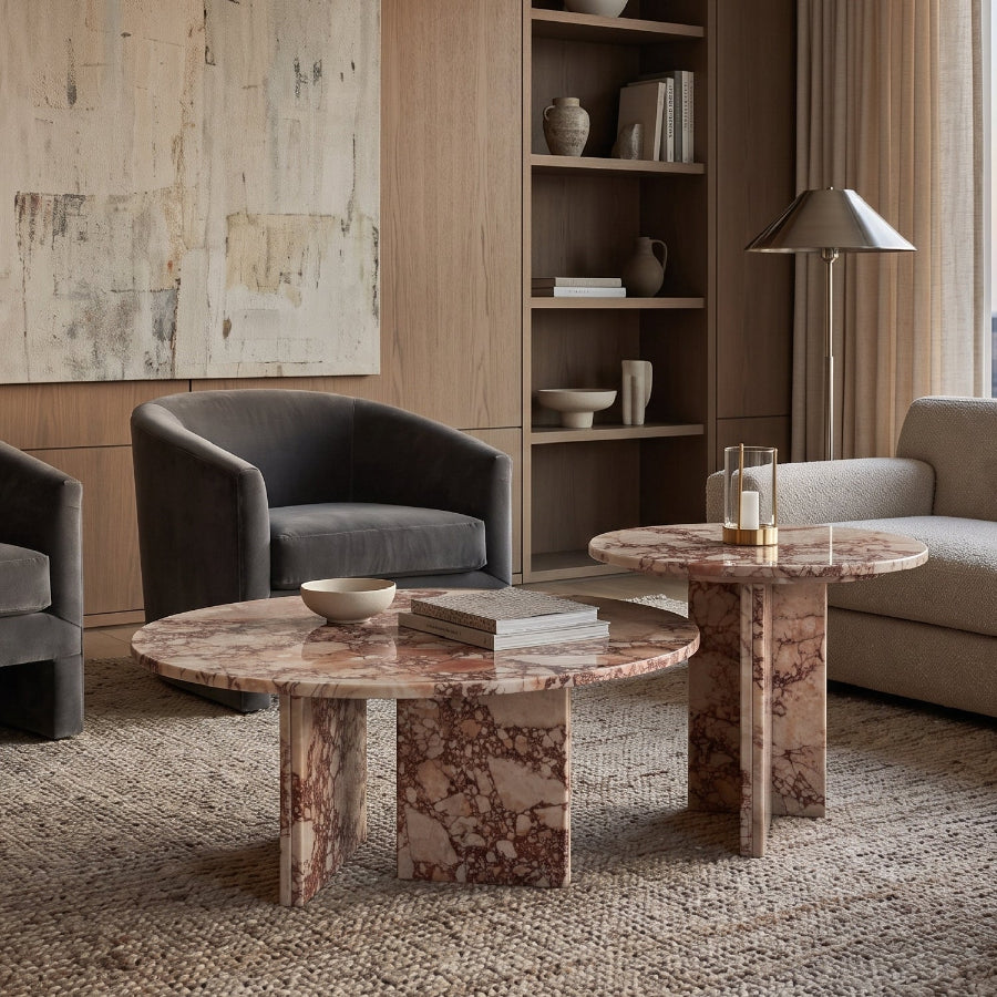 round red marble coffee table - oroa.com
