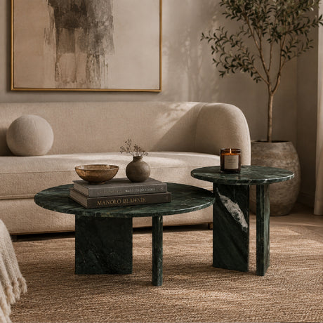 Modern European furniture - Diamond Green Marble Coffee Table S/2 - www.oroa.com