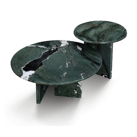 Modern European furniture - Diamond Green Marble Coffee Table S/2 - www.oroa.com
