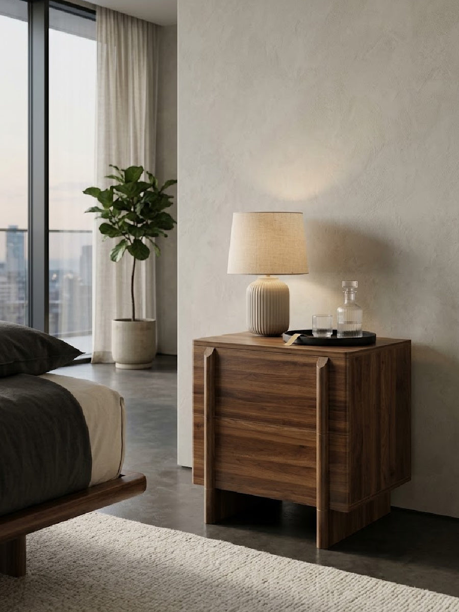 Modern European furniture - Minimalist Walnut Nightstand - www.oroa.com