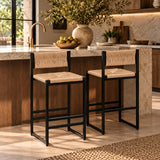 Creamy White Woven Bar Stools (2) | OROA