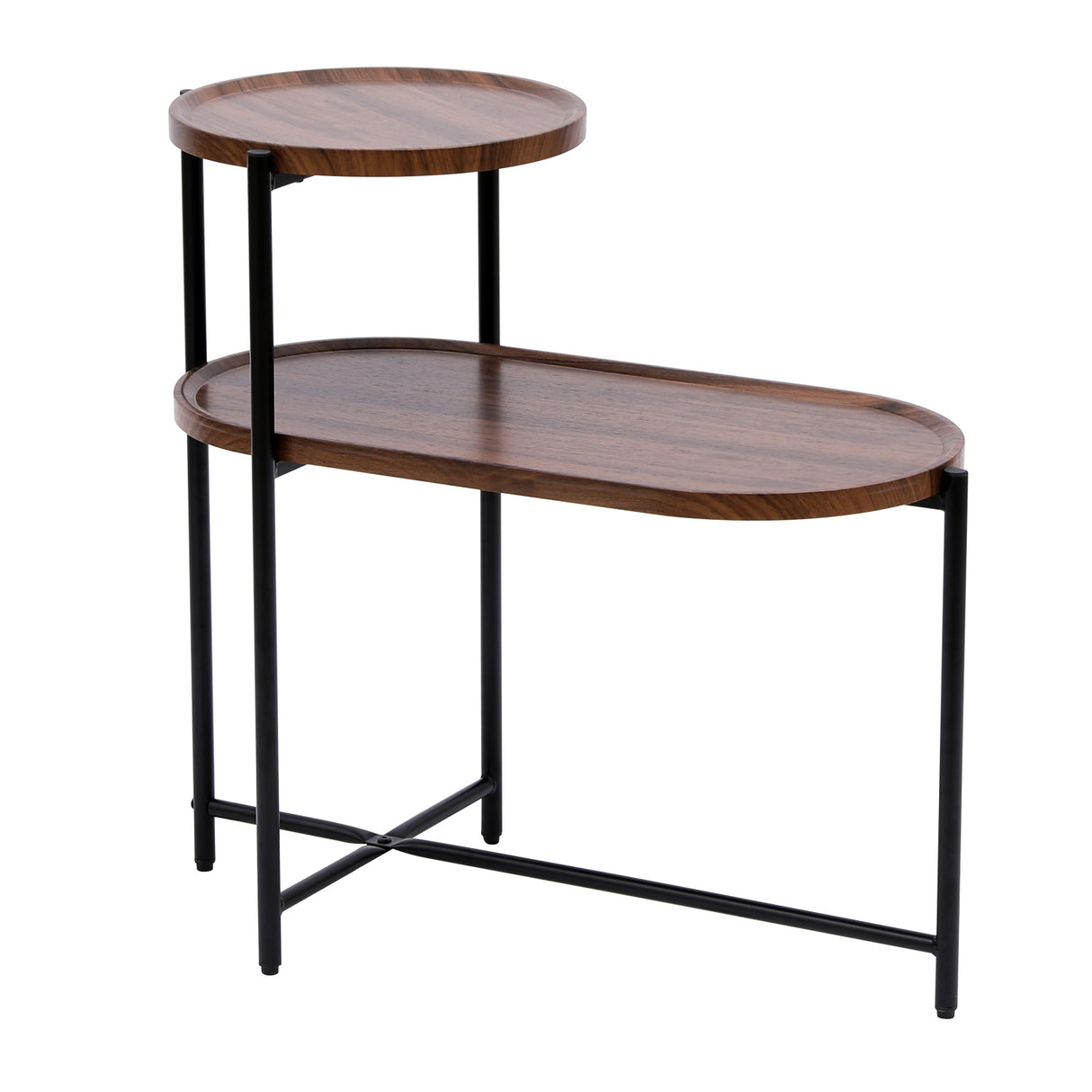 2-Tier Walnut Brown Coffee Table S | OROA