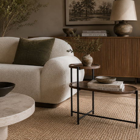2-Tier Walnut Brown Coffee Table S | OROA