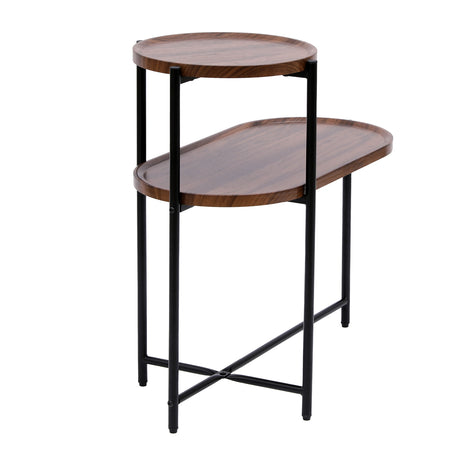 2-Tier Walnut Brown Coffee Table S | OROA