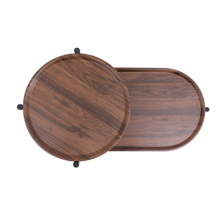 2-Tier Walnut Brown Coffee Table S | OROA