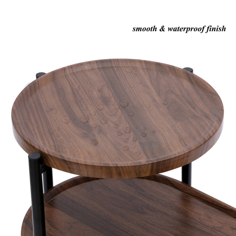 2-Tier Walnut Brown Coffee Table S | OROA