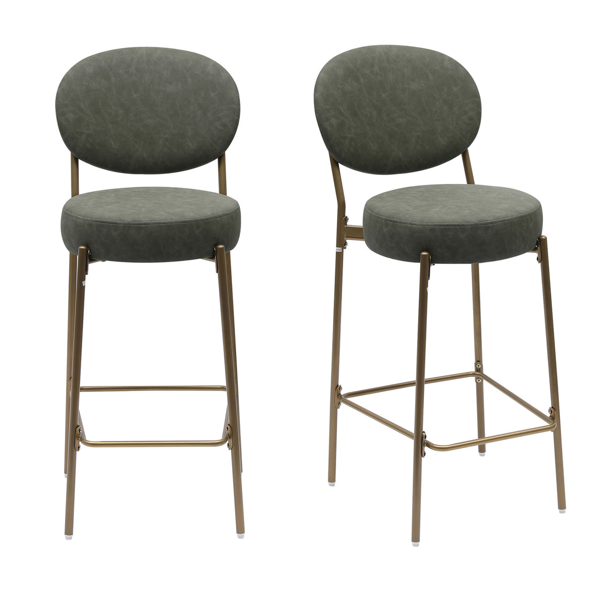 Modern Leather Upholstered Bar Stools (2) | OROA