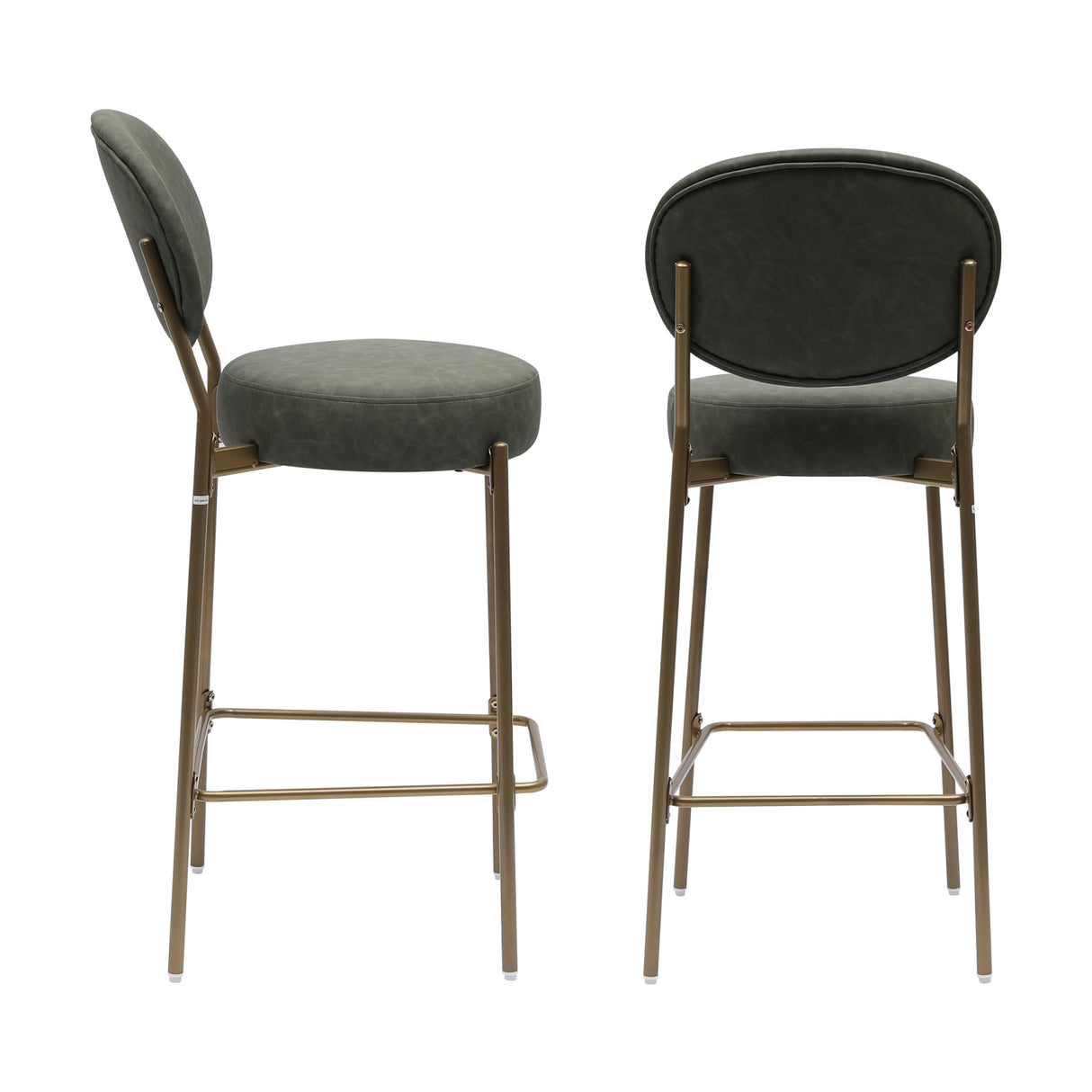 Modern Leather Upholstered Bar Stools (2) | OROA