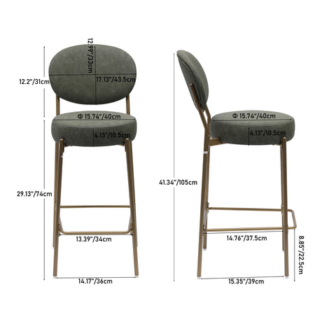 Modern Leather Upholstered Bar Stools (2) | OROA