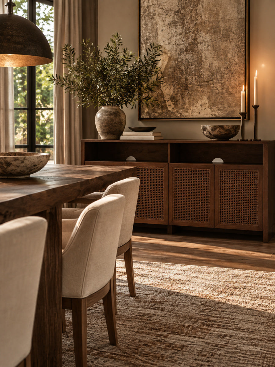 Mid Century Modern Rattan Sideboard | OROA
