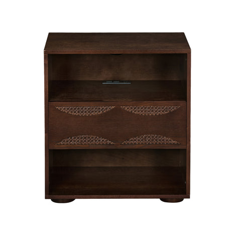 Modern European furniture - Walnut Rattan Nightstand - www.oroa.com